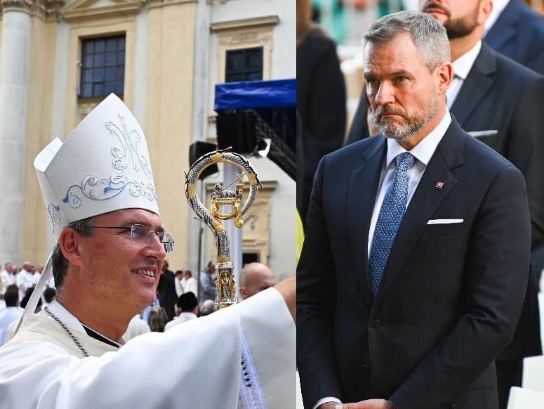 Biskup Trstenský a prezident SR Peter Pellegrini na svätej omši v Šaštíne počas sviatku Sedembolestnej Panny Márie