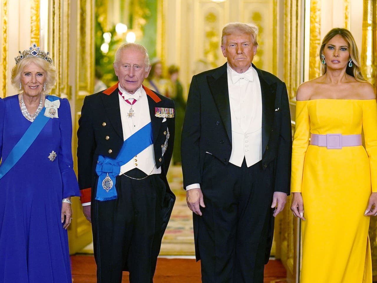 kráľovná Camilla, kráľ Karol III., Donald Trump, Melania Trump