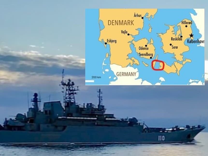 Ruská bojova loď Alexandr Šabalin v dánskych výsostných vodách bez hlásenia a s vypnutými lodným signálom AIS (Automatic Identification System)