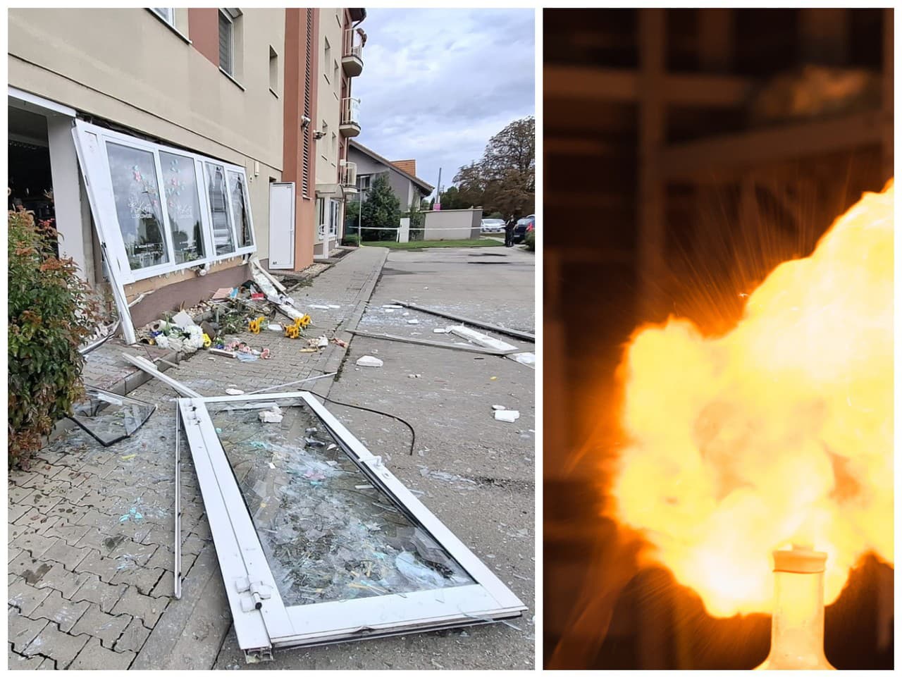 Explózia zničila kvetinárstvo aj zvonku.