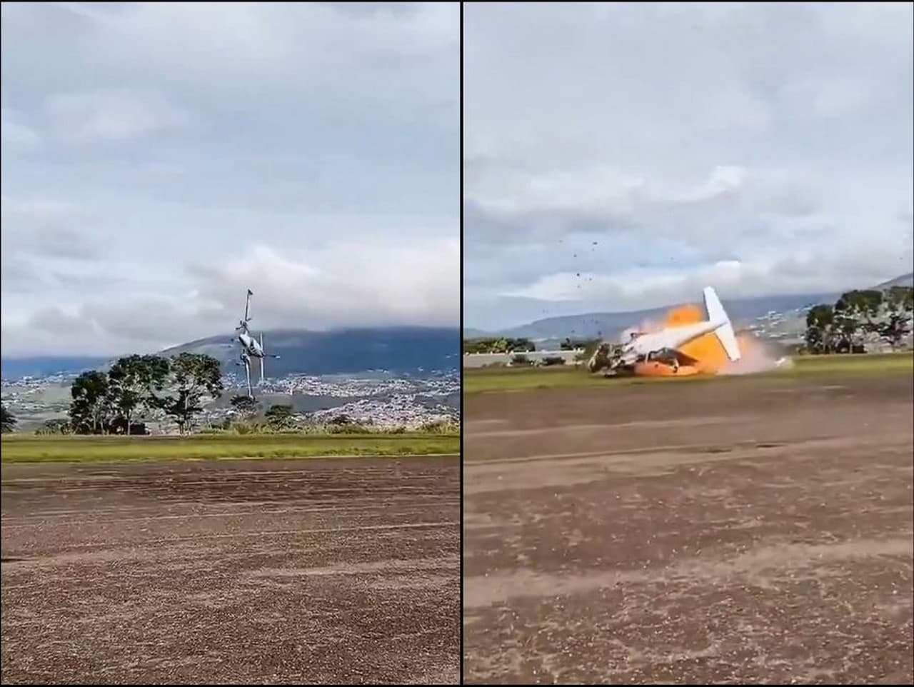 Lietadlo sa naklonilo a spadlo.