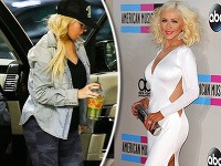 Christina Aguilera sa síce nedávno dopracovala k superštíhlej postave (vpravo), no tá je vďaka tehotenstvu nateraz minulosťou (vľavo).