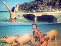 Vychytená modelka Irina Shayk odhodila zábrany a okúpala sa s prasatami.