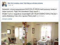 Viki Ráková na sociálnej sieti aktívne komunikuje so svojimi priaznivcami. Najnovšie im ponúka na prenájom vlastný byt. 