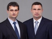 Mykola Berezovy a Vitalij Kličko v predvolebnej kampani