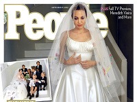 Nádherná Angelina Jolie sa vydávala v jedinečných svadobných šatách, ktoré odhalila na titulnej strane magazínu People.