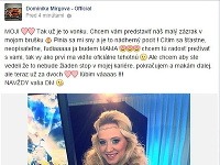 Dominika Mirgová sa o šťastnú novinu podelila aj na sociálnej sieti Facebook.