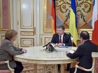 Angela Merkelová a Francois Hollande rokovali s Petrom Porošenko