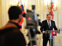 Andrej Kiska počas oficiálneho vyhlásenia k referendu v Prezidentskom paláci.