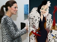Kate Middleton pripomínala krutú Cruellu z rozprávky 101 dalmatíncov.