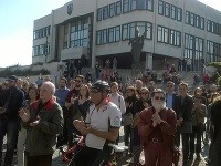 Protestné zhromaždenie proti výstavbe podzemných garáží na Bratislavskom hrade 