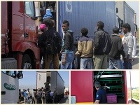 Utečenci sa chcú v kamiónoch prepraviť do Británie.