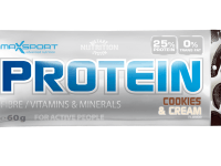 Tyčinka Protein,ktorú tvorí z 25 % mix srvátkových a sójových proteínov, nemá žiadne nezdravé trans-tuky a obsahuje veľa vlákniny, vitamíny a minerály.