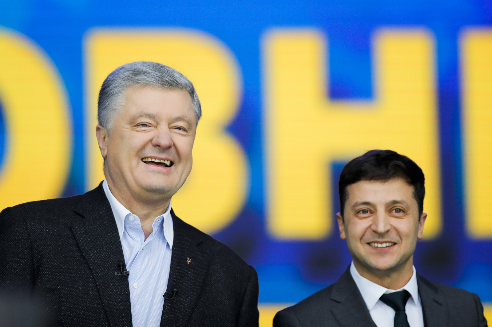 Stretnutie prezidentských kandidátov Petra Porošenka a Volodymora Zelenskyjeho. 