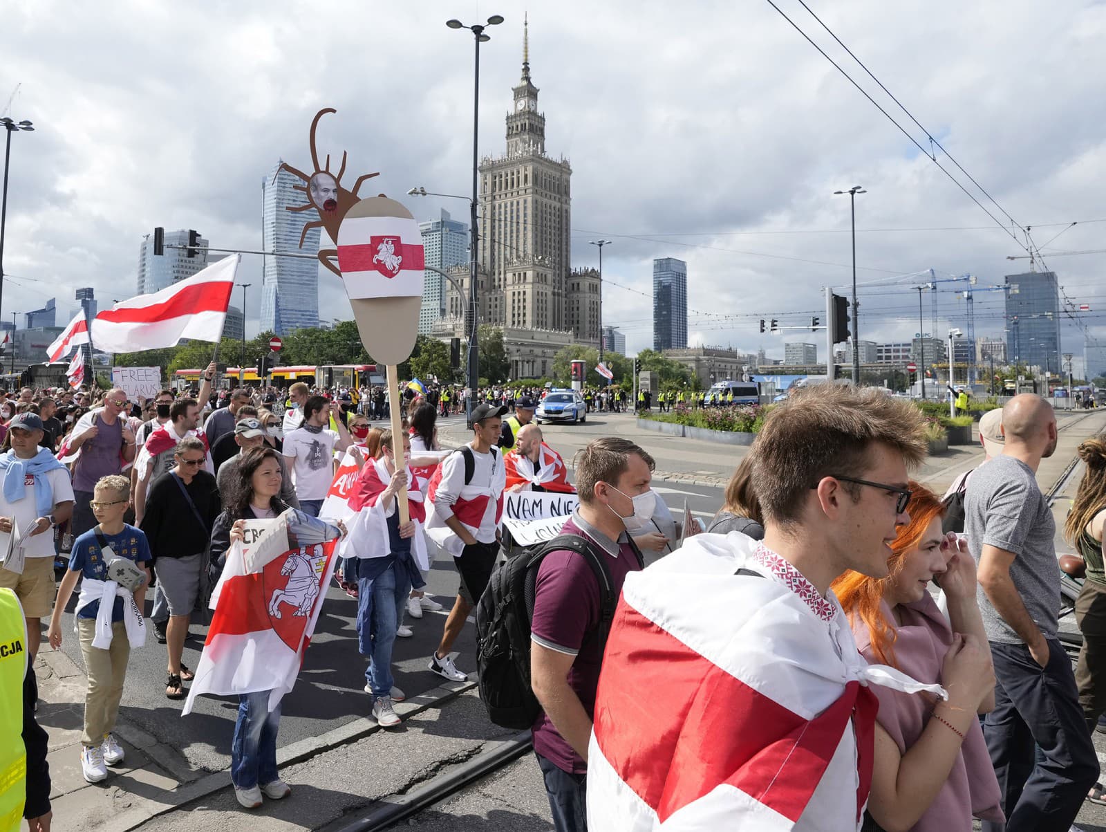 Protesty vo Varšave proti bieloruskému režimu