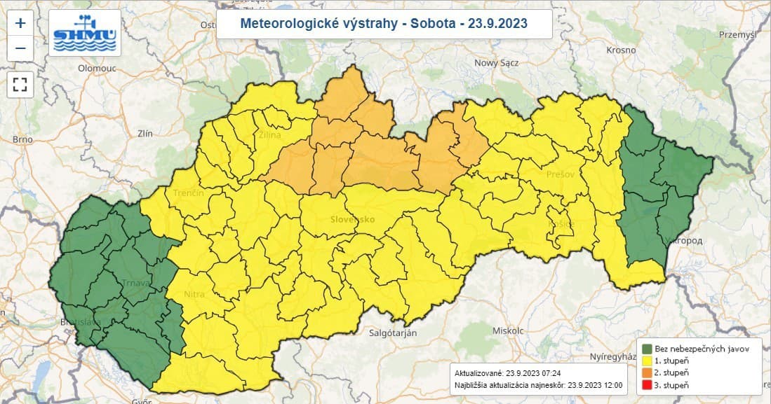 Na väčšine územia vydali