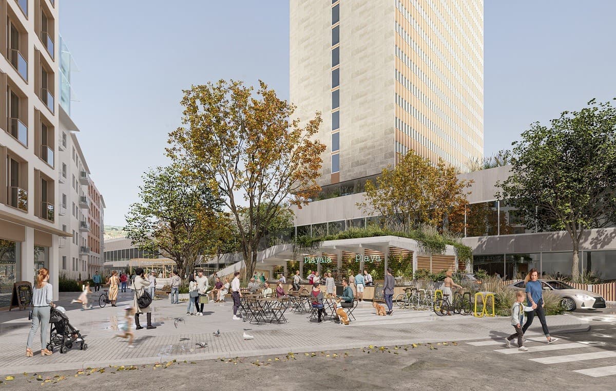 Vizualizácia verejného priestoru Námestie umelcov a budova bývalého Hotela Kyjev