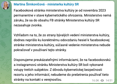 Martina Šimkovičová má obavy