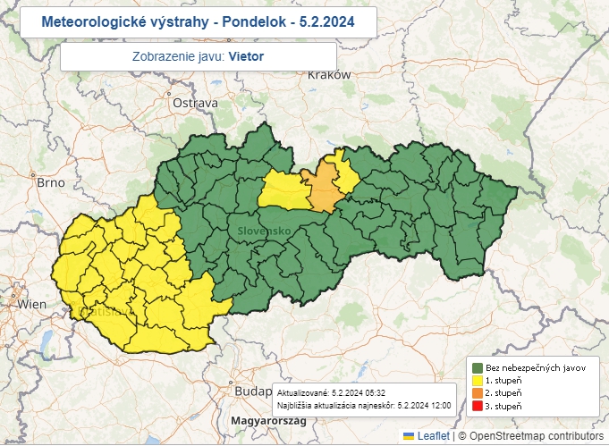 Meteorológovia varujú pred silným vetrom aj na západe Slovenska