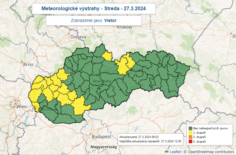 Vo viacerých lokalitách Slovenska treba počítať s vetrom