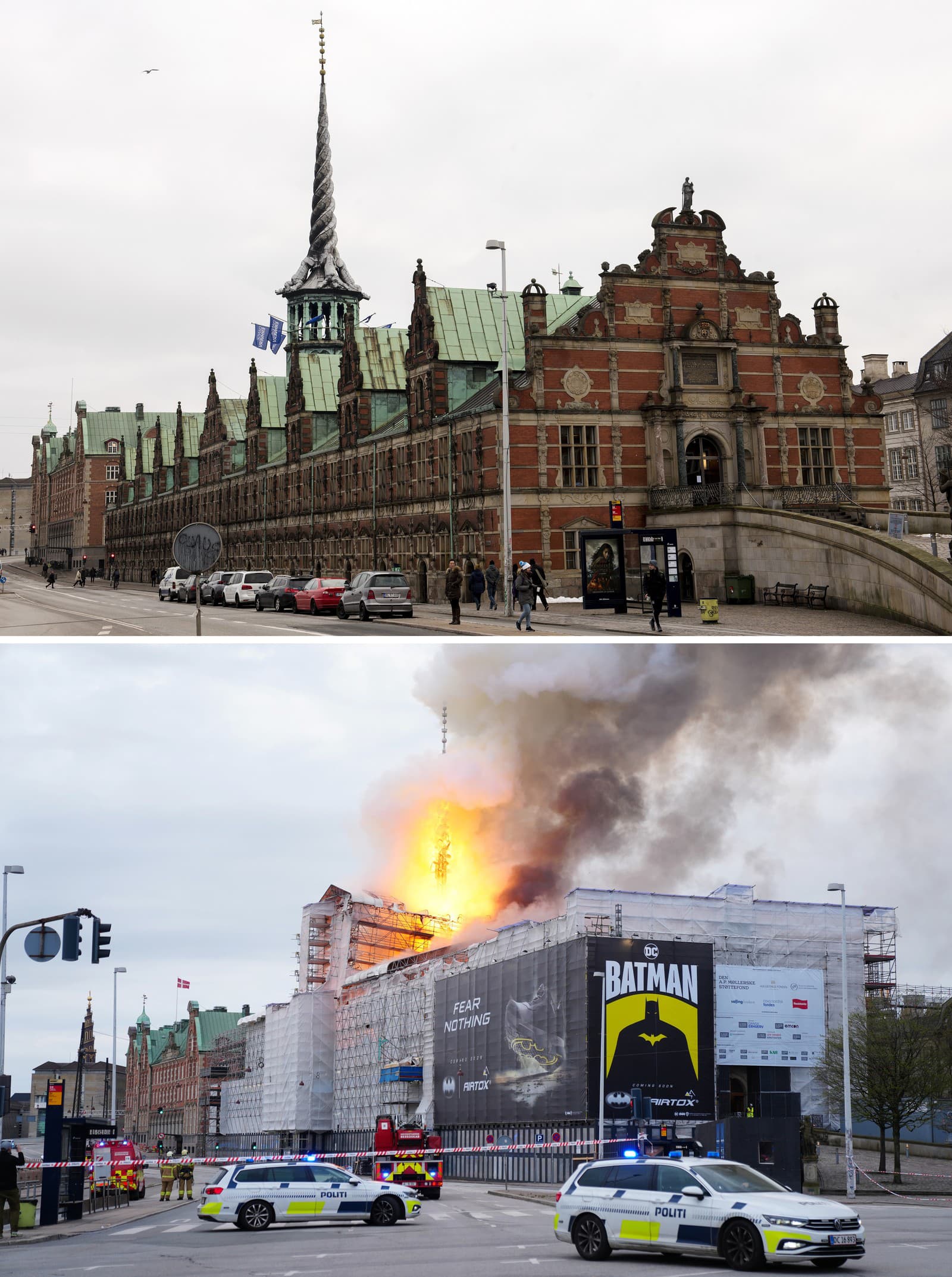 Požiar historickej budovy v Kodani