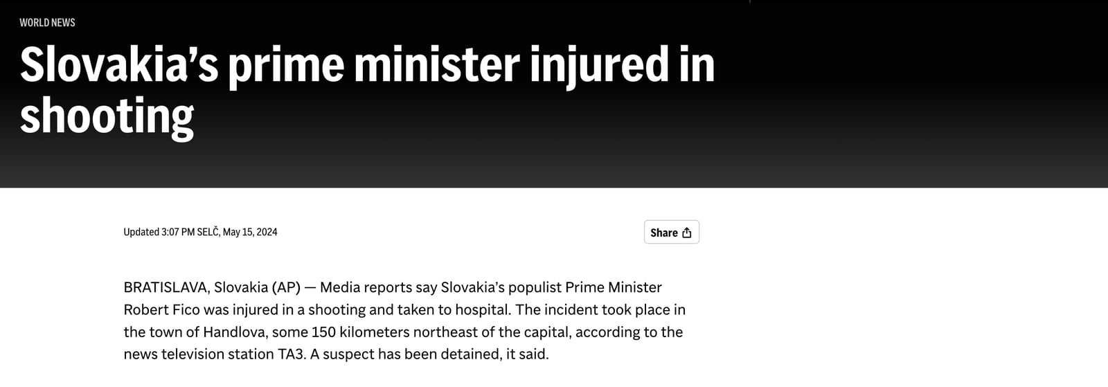 Atentát na slovenského premiéra:
