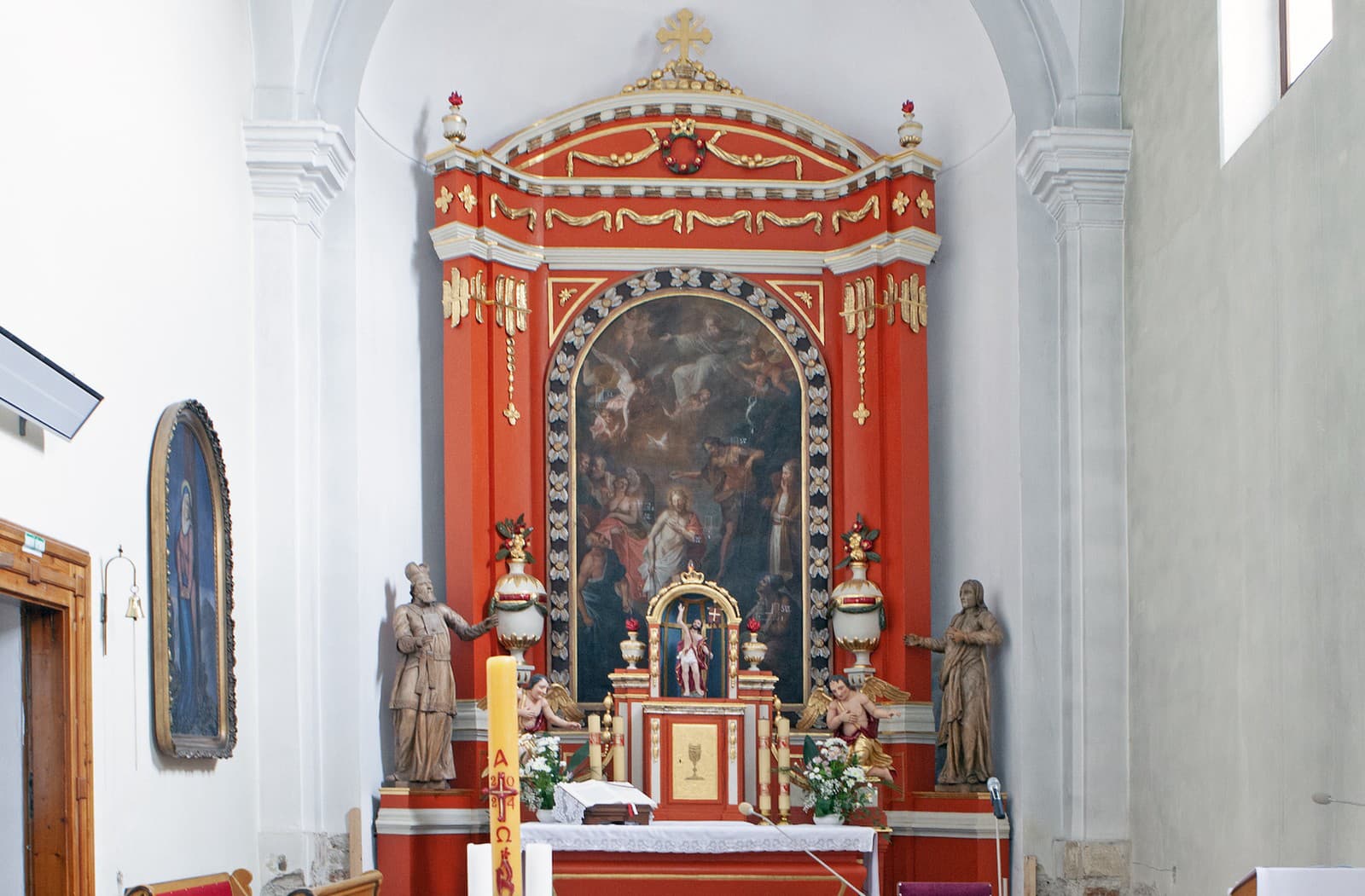 Neskorobarokový oltárny obraz v Kostole sv. Jána Krstiteľa v mestskej časti Poprad - Stráže