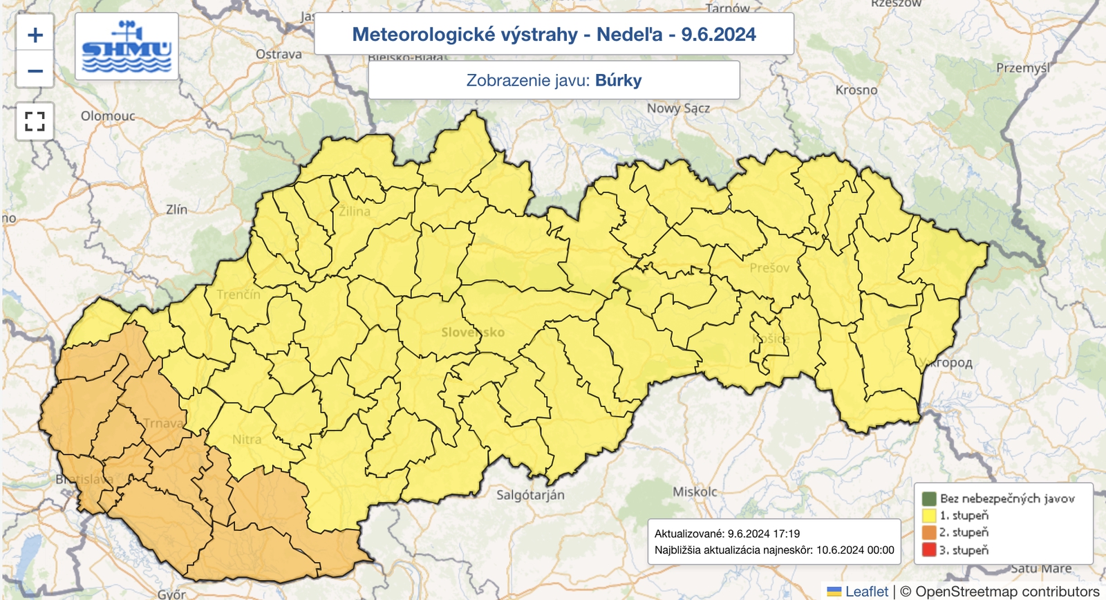 Na juhozápade Slovenska sa