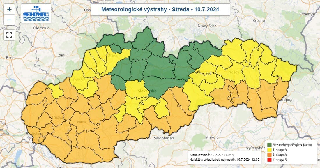 Meteorológovia vydali vo viacerých