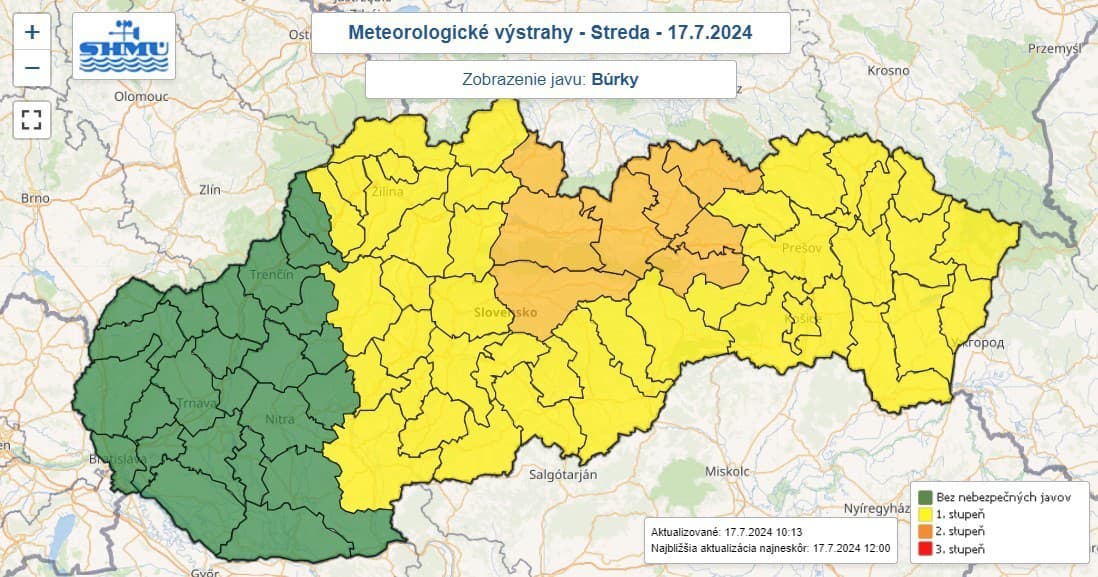 Meteorologické výstrahy - búrky