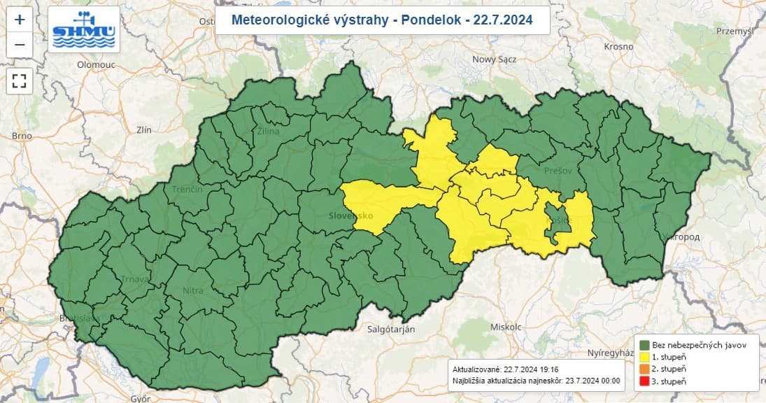 Meteorlógovia upozorňujú: Vo viacerých