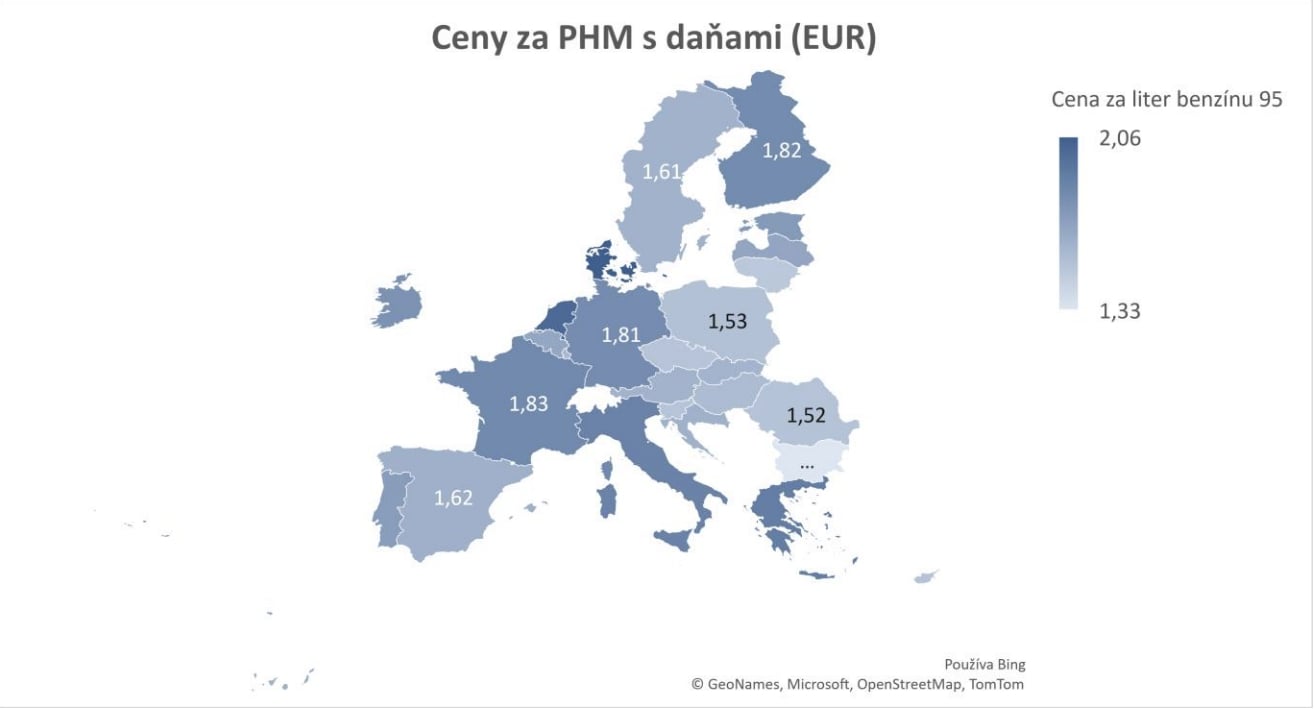 Pohľad na cenovky benzínu