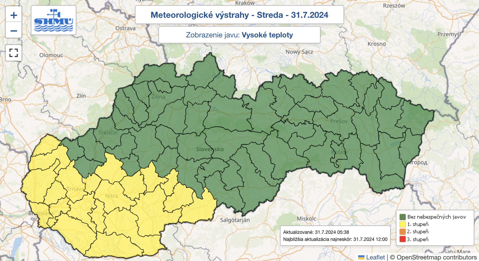 SHMÚ vydal výstrahy: TIETO