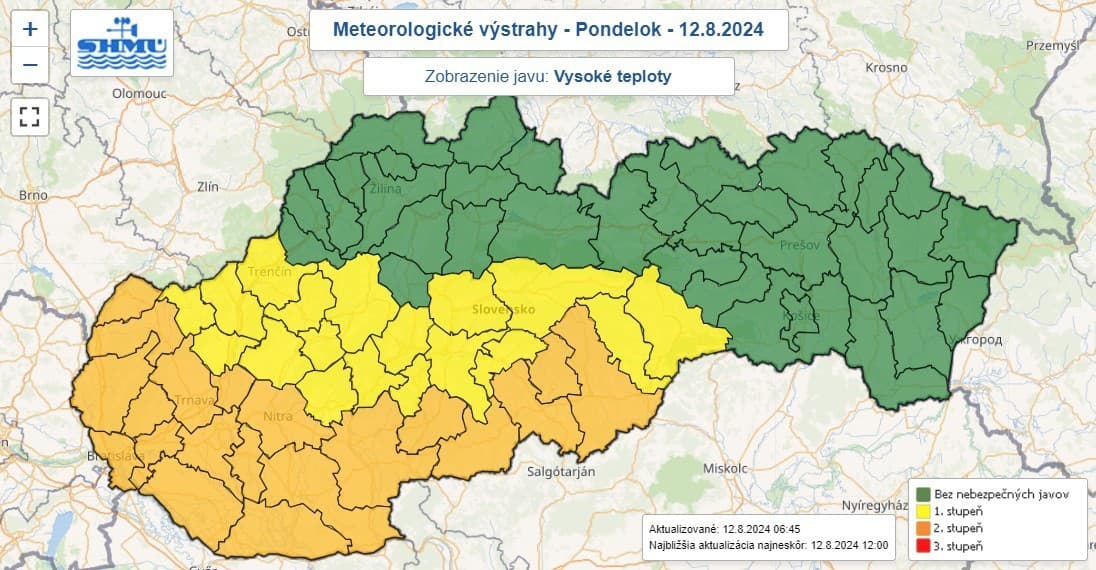 Výstrahy pred vysokými teplotami