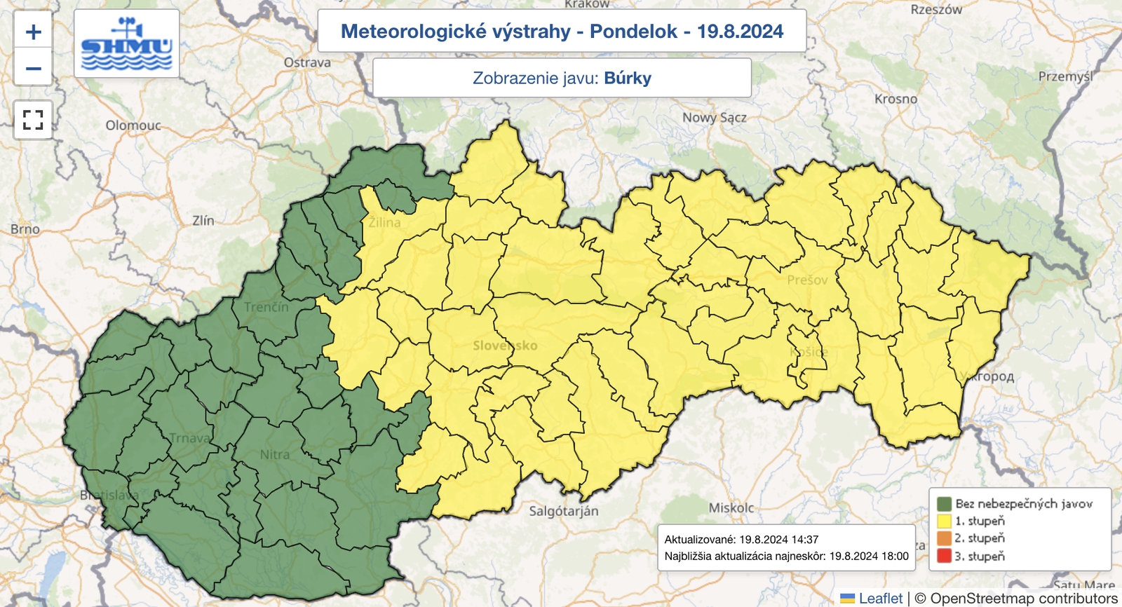 Výstrahy pred búrkami rozšírili