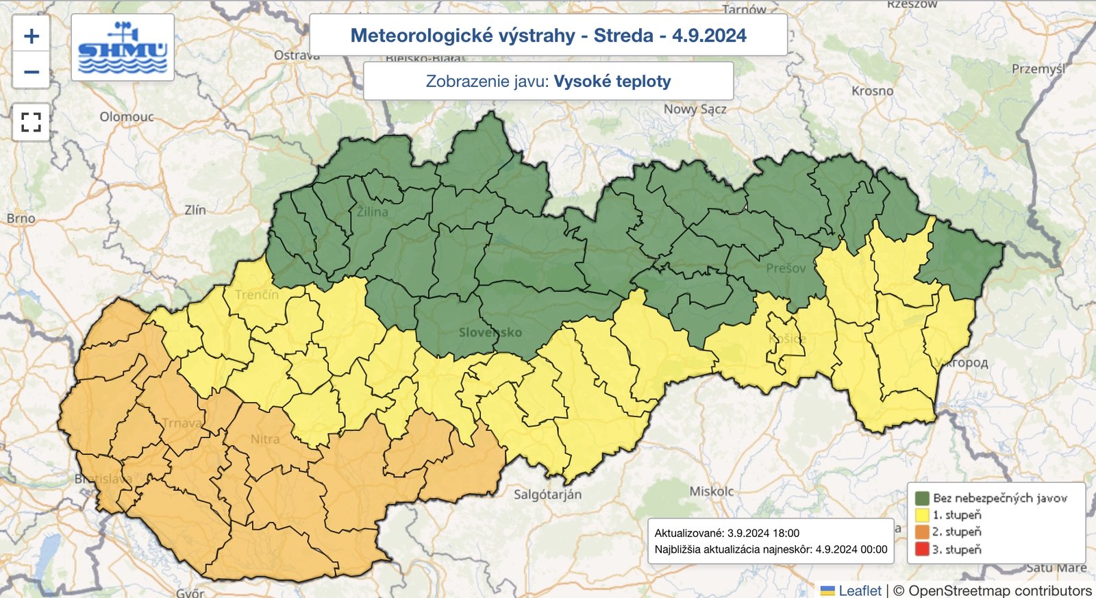 SHMÚ upozorňuje na nebezpečné