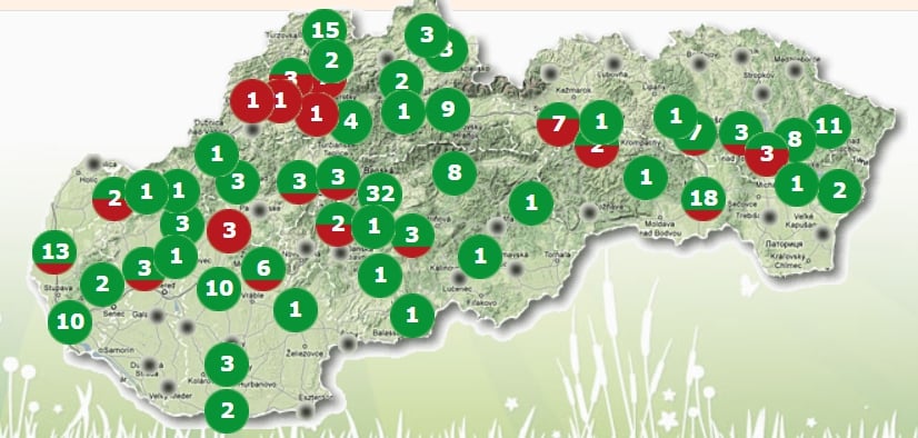 Aktuálna mapa a výskyt húb