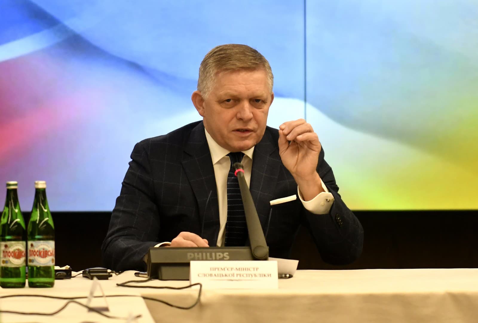 Robert Fico na stretnutí s ukrajinským predsedom vlády Denysom Šmyhaľom