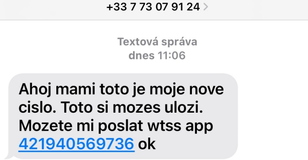 Príklad, ako vyzerá podvodná SMS správa