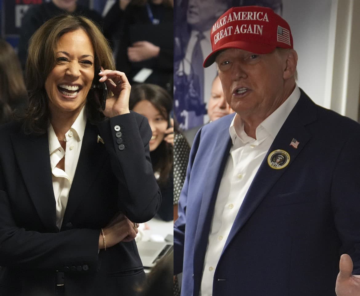 Kamala Harrisová vo svojej centrále vo Washingtone a Donald Trump v Palm Beach na Floride