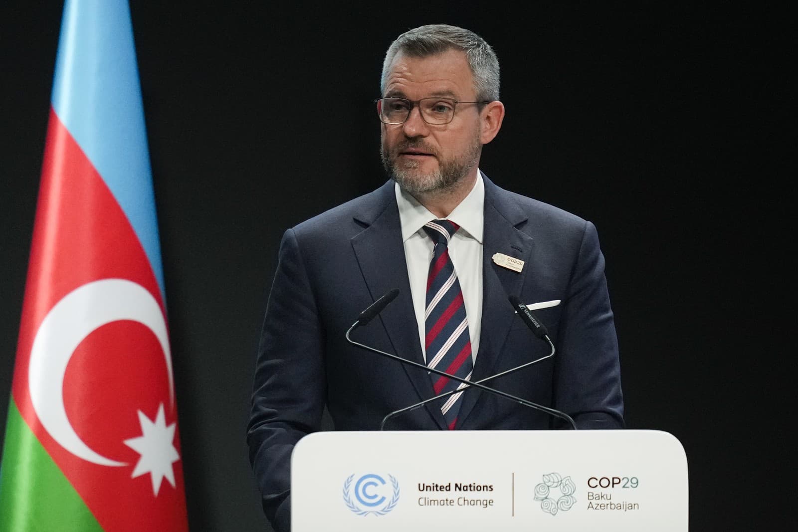 Peter Pellegrini počas plenárneho zasadnutia na Klimatickej konferencii OSN COP 29 v Baku.