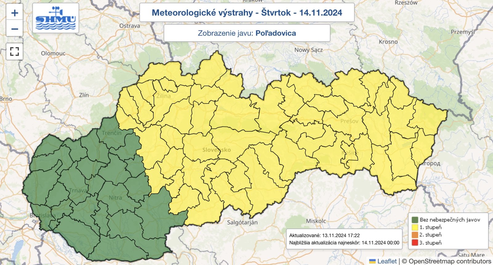 Výstraha pred poľadovicou platí