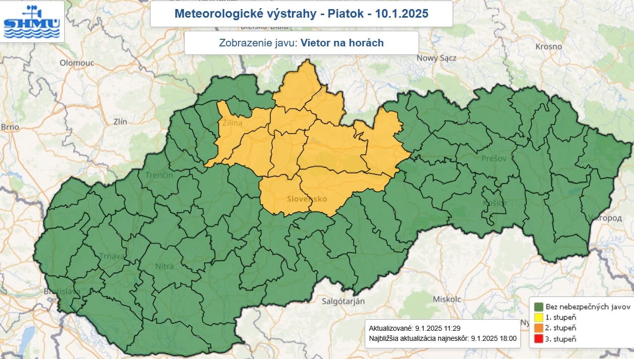 SHMÚ upozorňuje na vietor