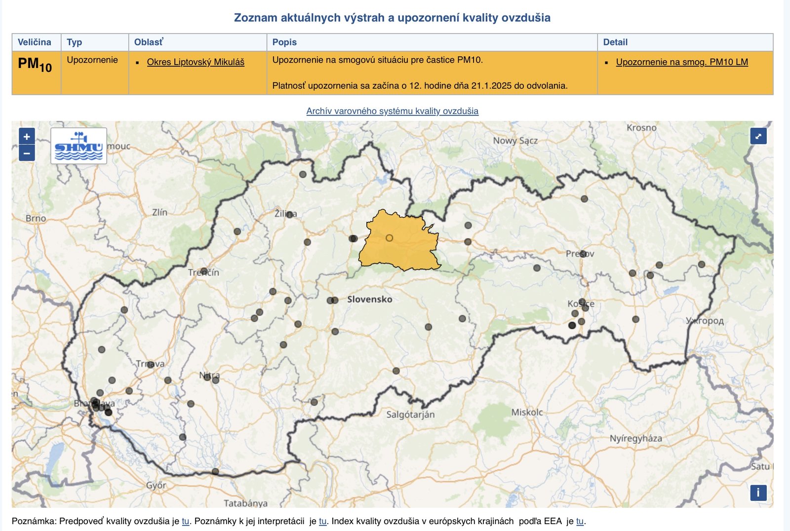 Vysoká koncentrácia PM10 v
