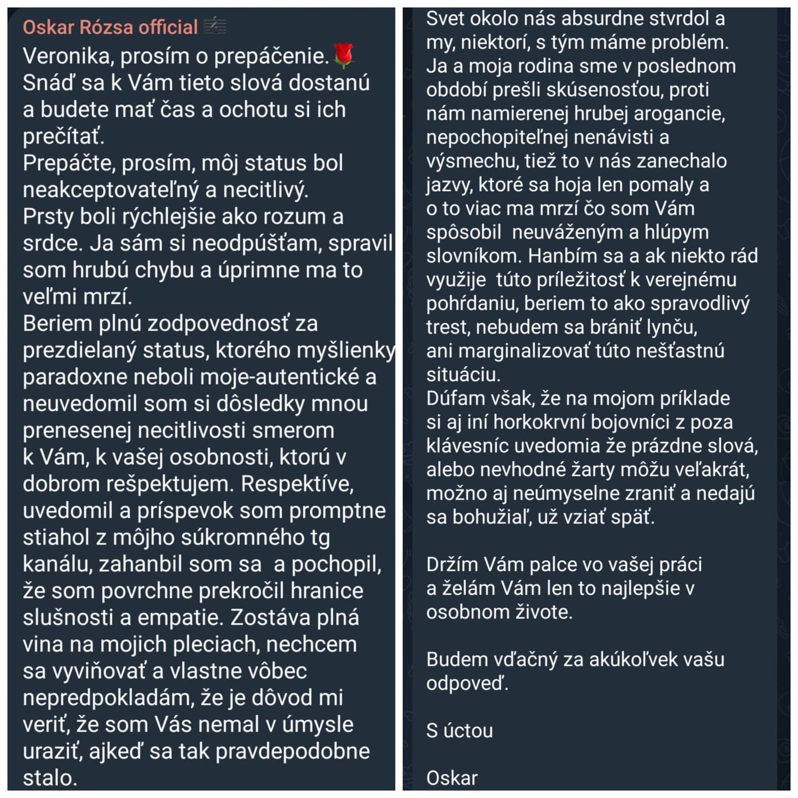 Celé ospravedlnenie Rózsu