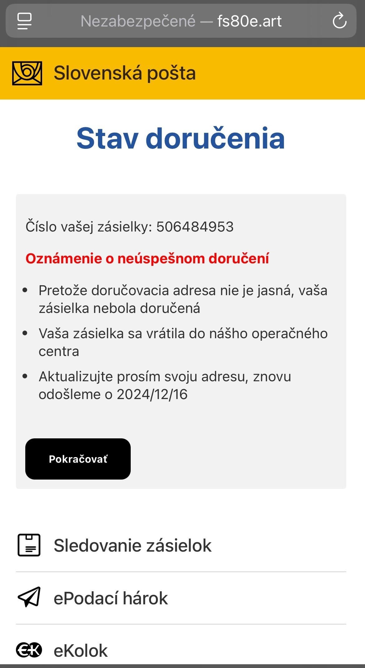 Príklad podvodu