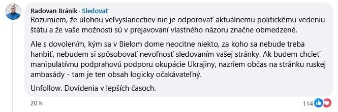 Postoj ambasády USA sa