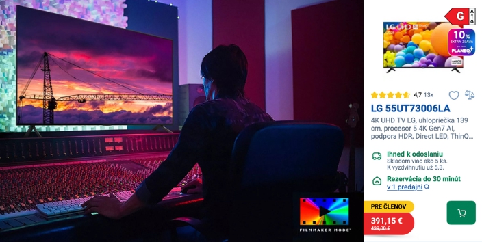 S PLANEO+ ušetríte na TV LG 55UT73006LA bezmála 50 eur