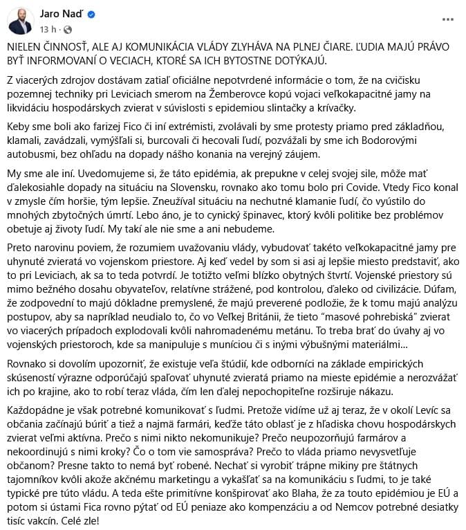 Opozícia po výskyte ohnísk
