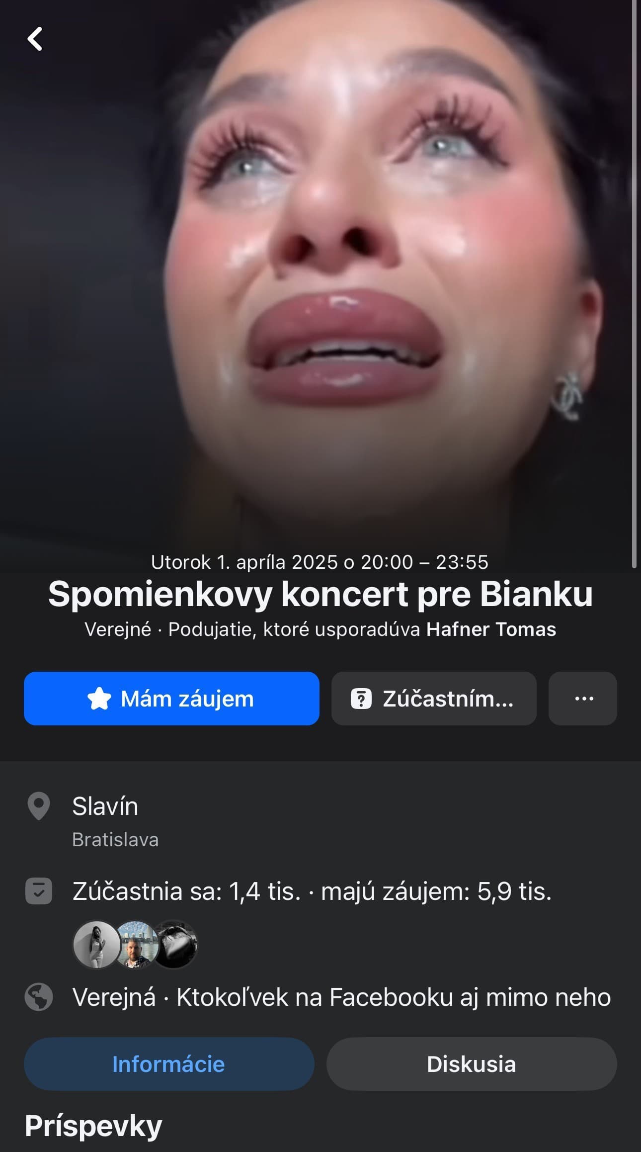 Na Facebooku vznikla udalosť s názvom Spomienkový koncert pre Bianku.